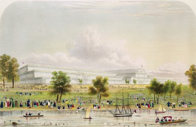 Außenansicht der Großen Ausstellung aller Nationen, von der Serpentine, veröffentlicht von Reed und Co. 1851 von English School
